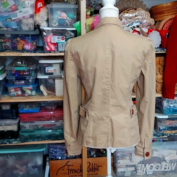 GAP Khaki Button Closure multi Pocket Utility Jacket Structured Shoulders Sz 10 - Picture 4 of 9